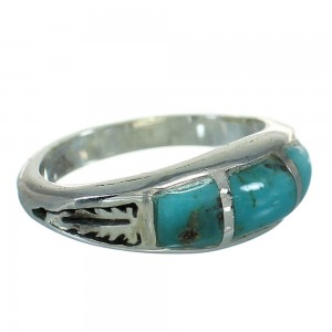 Southwestern Turquoise Inlay And Sterling Silver Ring Size 6-1/4 WX79290