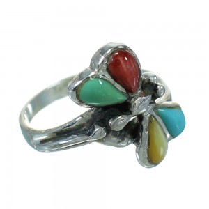 Multicolor Inlay Silver Dragonfly Ring Size 7-1/2 AX79308