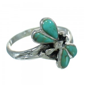 Silver Turquoise Inlay Dragonfly Jewelry Ring Size 7-1/2 AX79493