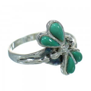 Turquoise Inlay Silver Southwestern Dragonfly Ring Size 7-3/4 AX79500