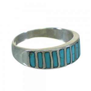 Turquoise Inlay And Sterling Silver Southwest Ring Size 6-1/4 YX69945