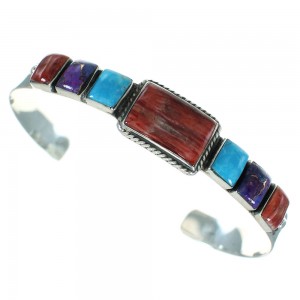 Southwest Sterling Silver Multicolor Cuff Bracelet VX64972