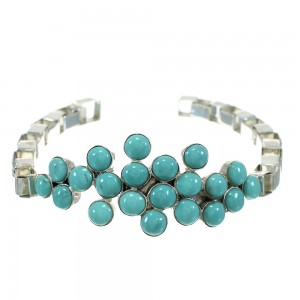 Turquoise And Sterling Silver Southwest Jewelry Link Bracelet VX64891