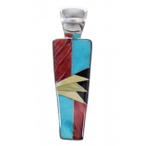 Southwest Multicolor Inlay Genuine Sterling Silver Pendant MX64801