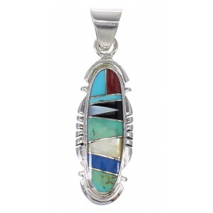 Sterling Silver Southwest Multicolor Inlay Jewelry Pendant MX64950