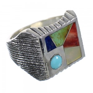 Southwestern Sterling Silver Multicolor Ring Size 8-1/4 YX75856