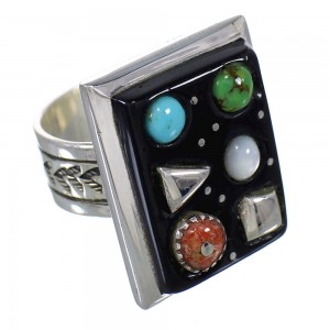 Southwest Silver And Multicolor Ring Size 7-1/2 YX75857