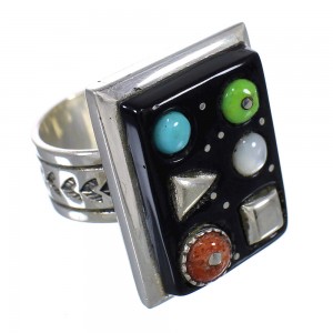 Southwest Sterling Silver And Multicolor Ring Size 4-1/4 YX75875