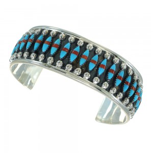 Turquoise Coral Authentic Sterling Silver Cuff Bracelet RX65460