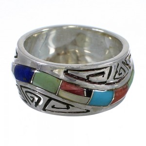 Multicolor Silver Southwest Water Wave Ring Size 6-1/2 YX75494