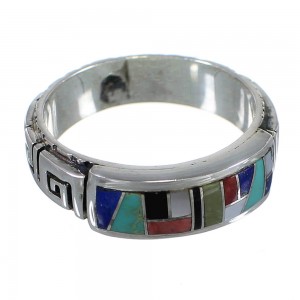 Multicolor Inlay Silver Water Wave Ring Size 6-3/4 YX75541
