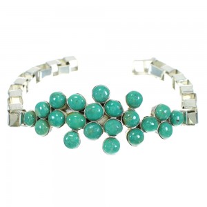 Turquoise And Genuine Sterling Silver Jewelry Link Bracelet VX65227