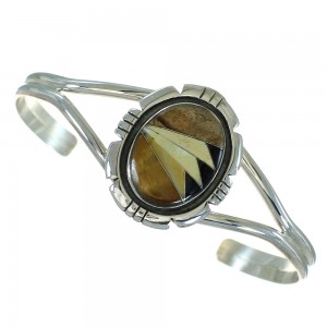 Southwestern Sterling Silver And Multicolor Inlay Cuff Bracelet RX69196
