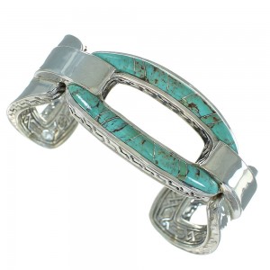 Southwestern Turquoise Inlay Genuine Sterling Silver Cuff Bracelet AX78010