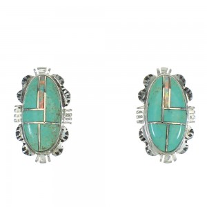 Silver Turquoise And Opal Inlay Southwest Post Earrings WX66553
