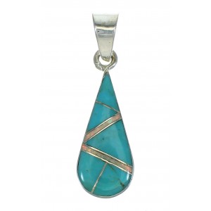 Silver Turquoise And Opal Tear Drop Southwest Pendant VX65573