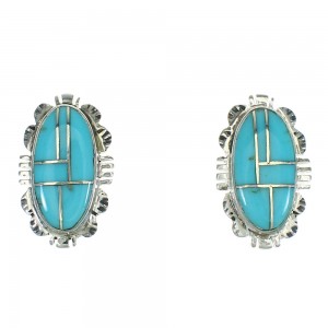 Southwest Turquoise Inlay And Sterling Silver Post Earrings WX73926