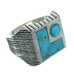 Southwestern Turquoise And Sterling Silver Jewelry Ring Size 6-1/2 YX69018