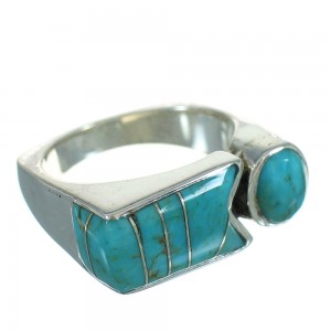 Sterling Silver And Turquoise Inlay Southwest Ring Size 8-3/4 YX69421
