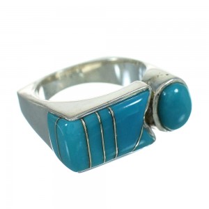 Sterling Silver And Turquoise Inlay Southwestern Ring Size 6-1/4 YX69422