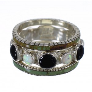 Sterling Silver Southwest Multicolor Stackable Ring Set Size 7 QX76210