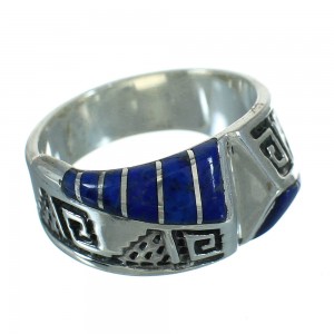 Southwest Genuine Sterling Silver Lapis Water Wave Ring Size 8 QX81625