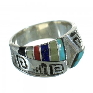 Multicolor Silver Southwestern Water Wave Ring Size 6-1/2 QX81630