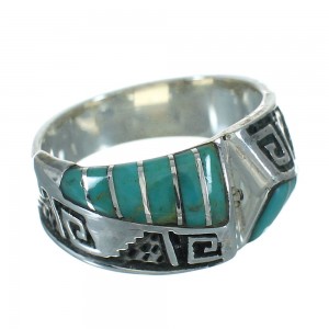 Water Wave Sterling Silver Southwestern Turquoise Ring Size 8-1/4 QX81743