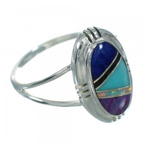 Multicolor Inlay Genuine Sterling Silver Southwest Ring Size 5-1/2 AX80288