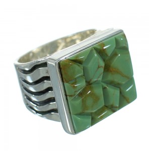 Southwestern Turquoise Inlay Genuine Sterling Silver Ring Size 4-1/2 QX69144
