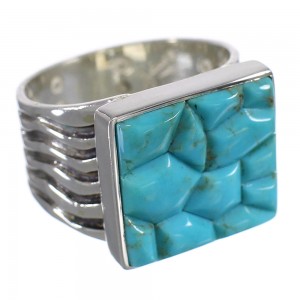 Sterling Silver And Turquoise Inlay Southwestern Ring Size 6-1/4 YX68726