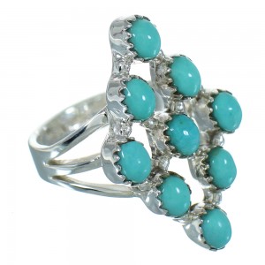 Southwestern Sterling Silver And Turquoise Ring Size 8-1/4 YX71540