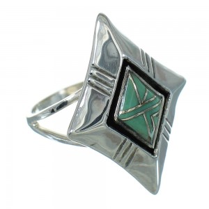 Turquoise Inlay Southwestern Sterling Silver Ring Size 4-1/2 WX80070