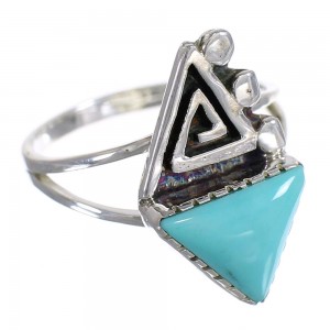 Sterling Silver Southwestern Water Wave Turquoise Ring Size 6-1/4 QX71855