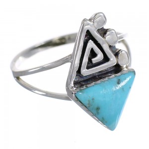 Turquoise Water Wave Southwest Authentic Sterling Silver Ring Size 7-1/2 QX71889