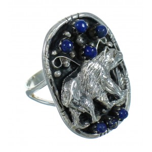 Lapis And Silver Southwest Bear Ring Size 6 YX81530