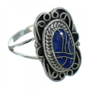 Southwestern Lapis Sterling Silver Ring Size 6-1/2 RX82489