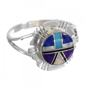 Southwest Multicolor Genuine Sterling Silver Ring Size 7-1/4 WX79964