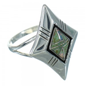 Turquoise And Opal Inlay Sterling Silver Southwest Ring Size 6-1/2 WX73606