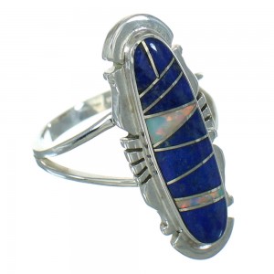 Southwest Silver Lapis Opal Ring Size 5 QX81534