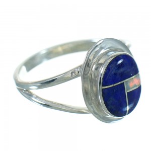 Silver Southwestern Lapis Opal Ring Size 4-1/2 QX81543