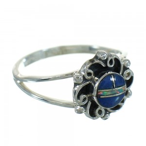 Lapis Opal Silver Southwestern Ring Size 6-1/2 QX81566