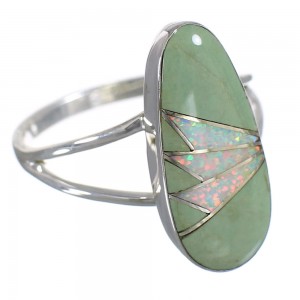 Sterling Silver Turquoise Opal Inlay Jewelry Ring Size 5 RX83153