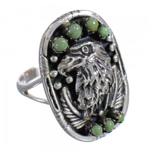 Authentic Sterling Silver Turquoise Eagle Ring Size 5 RX80362