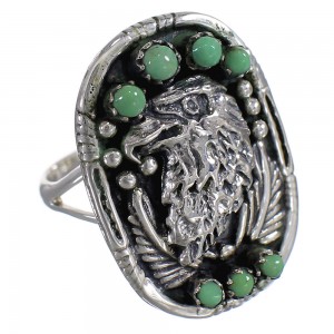 Turquoise Authentic Sterling Silver Eagle Ring Size 6-1/2 RX80386