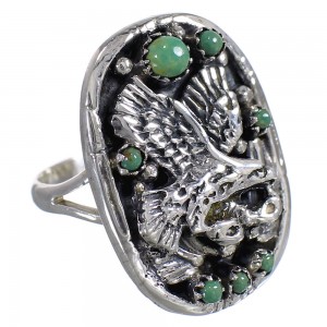 Genuine Sterling Silver Eagle Turquoise Ring Size 6-1/2 RX80581