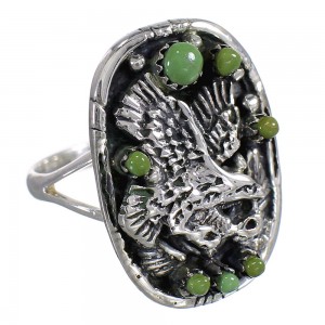 Turquoise And Sterling Silver Eagle Ring Size 4-3/4 RX80615