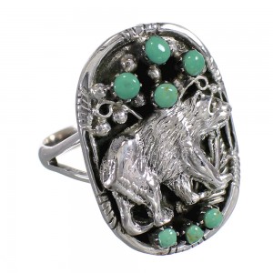 Sterling Silver Turquoise Bear Ring Size 4-1/4 RX80678