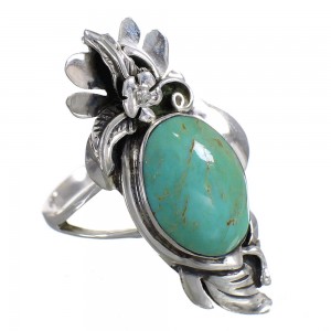 Turquoise Sterling Silver Jewelry Flower Ring Size 5-1/4 YX73716