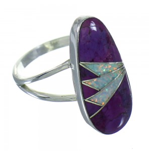 Magenta Turquoise Opal Sterling Silver Southwestern Ring Size 6-1/4 YX81972